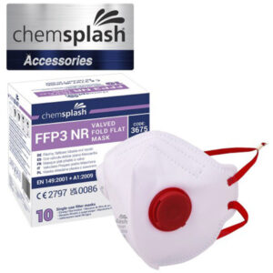 CHEMSPLASH FFP3 ÖSSZEHAJTHATÓ SZELEPES MASZK (10DB)