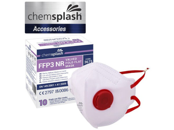 CHEMSPLASH FFP3 ÖSSZEHAJTHATÓ SZELEPES MASZK (10DB)
