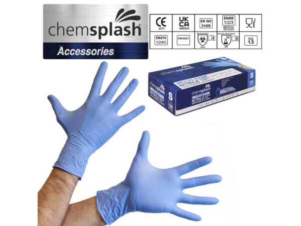 CHEMSPLASH EGYSZERHASZNÁLATOS PÚDERMENTES NITRIL KESZTYŰ (100DB)