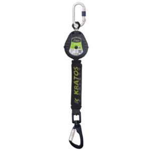 KRATOS VISSZAHÚZHATÓ ZUHANÁSGÁTLÓ MŰANYAG HÁZBAN + KARABINER - 2M