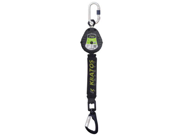 KRATOS VISSZAHÚZHATÓ ZUHANÁSGÁTLÓ MŰANYAG HÁZBAN + KARABINER - 2M