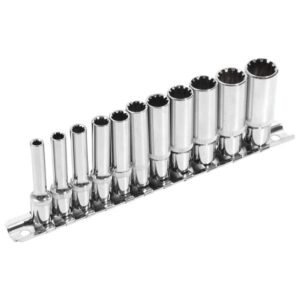 HOSSZÍTOTT MULTI LOCK DUGÓFEJ KLT. ; 1/4", 11DB 4, 5, 5.5, 6, 7, 8, 9, 10, 11, 12, 13MM, TARTÓ SÍNEN
