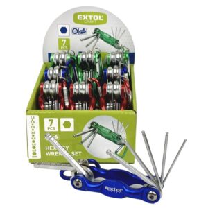 IMBUSZKULCS KLT., CR40 GÖMBFEJ, SZÍNES, TÜV/GS; 7DB, 1,5-6MM, KARABÍNERREL
