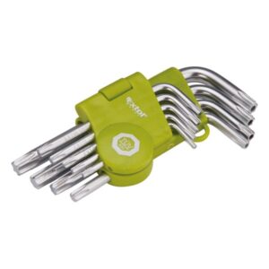 TORX KULCS KLT., RÖVID, CR40, TÜV/GS; 9DB, T10-T50, BLISZTEREN, EGYIK VÉGE LYUKAS
