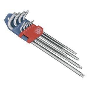 TORX KULCS KLT. 9DB, EXTRA HOSSZÚ; T10-T50, HOSSZÚ SZÁR: TÖMÖR, RÖVID SZÁR: LYUKAS, CV., 90-225MM