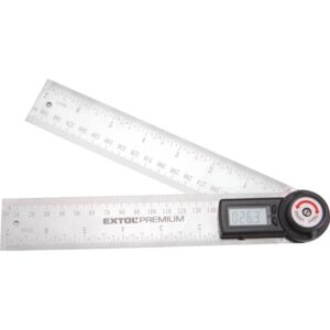 DIGITÁLIS SZÖGMÉRŐ-VONALZÓ, SZÖG- ÉS HOSSZMÉRÉSRE, 0-360°, PONTOSSÁG: ±0,3°, 2×200 MM, ALU SZÁR MM ÉS COLL BEOSZTÁSSAL