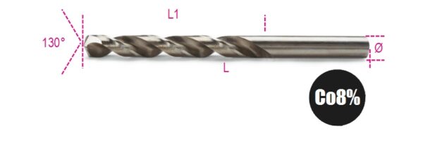 415 6,25 Rövid csigafúró, HSS-CO 8%, köszörült BETA 415/6,25