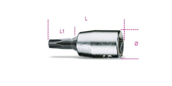900TX 30 1/4"-os Torx®-imbusz dugókulcs, krómozott, fekete hegyek BETA 900TX/30