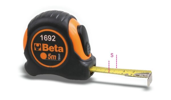 1692/5 Mérőszalag, ütésálló bimateriál ABS-ház, acélszalag, pontossági osztály: II  BETA 1692/5