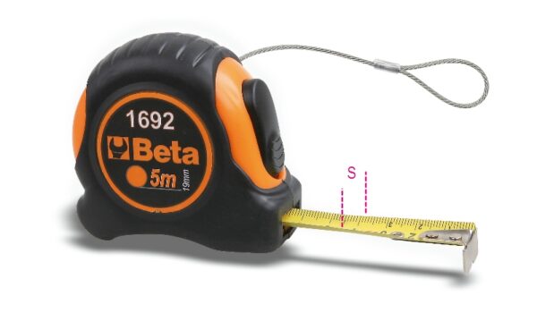 1692HS Mérőszalag, ütésálló bimateriál ABS-ház, acélszalag, pontossági osztály: II  BETA 1692HS/5
