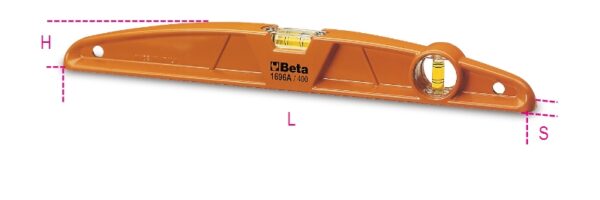 1696A 300 Vízmérték présöntött alumíniumból, 1 mérőfelület, 2 törésbiztos libellával, pontosság: 1 mm/m BETA 1696A/300