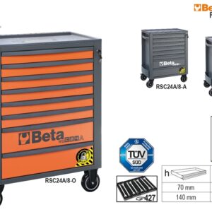 RSC24A/8-R-8 FIÓKOS SZERSZÁMKOCSI BORULÁSGÁTLÓ RENDSZERREL BETA RSC24A/8