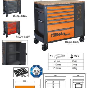 RSC24L-CAB/A-7 FIÓKOS SZERSZÁMKOCSI SZERSZÁMSZEKRÉNNYEL BETA RSC24L-CAB