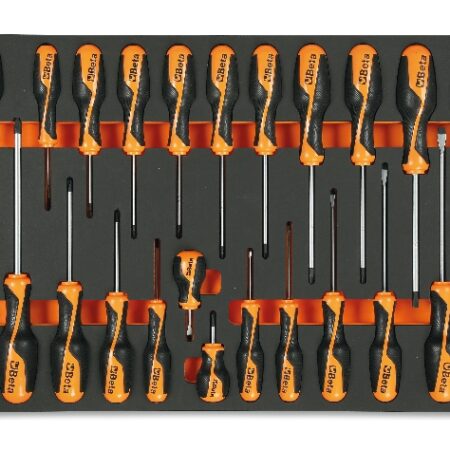 M195 Habszivacs tálca BetaGrip csavarhúzókkal hasított fejű, Phillips® és Torx® csavarokhoz BETA M195