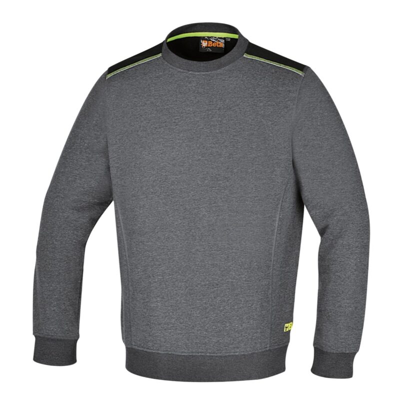 7642G/XXL Kerek nyakú, hosszú ujjú felső, 240 g/m2,
60% pamut, 40% poliészter,
melange szürke – fekete betétekkel BETA 7642G/XXL