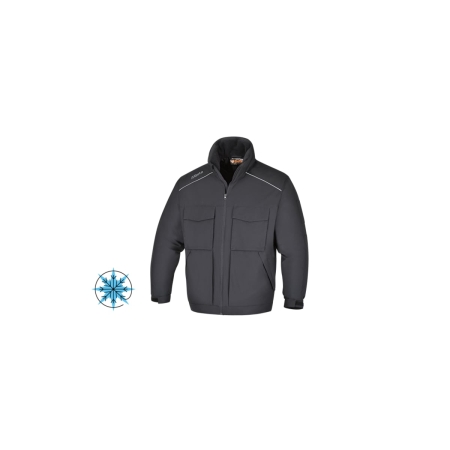 Bomber munkadzseki, sokzsebes,
100% poliészter, 100% poliészter vattázás,
120 g/m2, fekete L