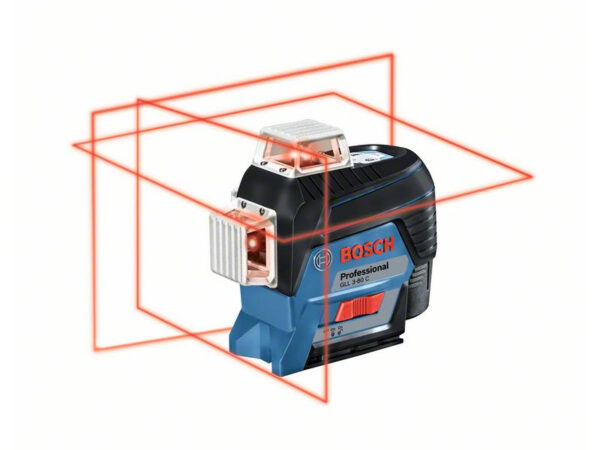 BOSCH GLL 3-80 C Vonallézer (1 x 2,0 Ah akku) + BM 1 Tartó + L-Boxx 136