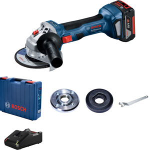 BOSCH Akkus sarokcsiszoló 125 mm GWS 180-LI kofferben (1 X 4,0 Ah akku + gyorstöltő)