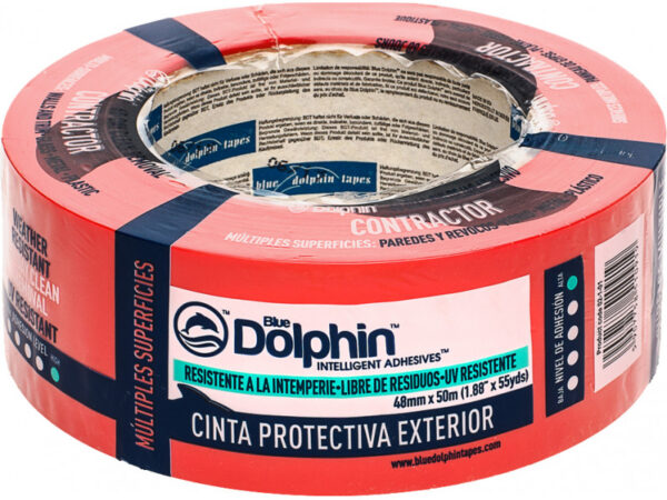 BLUE DOLPHIN Festő- és mázolószalag 48 mm x 50 m kültéri enyhén érdes felszínre (piros)