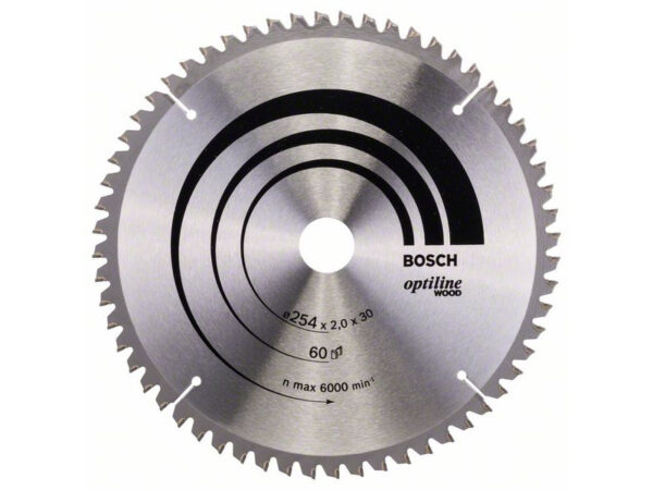BOSCH Fűrésztárcsa fához 254 x 30 x 2,0 mm / 60T Optiline Wood ATB