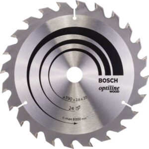 BOSCH Fűrésztárcsa fához 190 x 20/16 x 2,6 mm / 24T Optiline Wood ATB