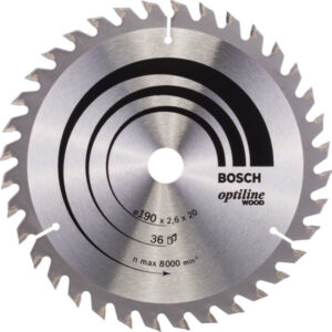 BOSCH Fűrésztárcsa fához 190 x 20/16 x 2,6 mm / 36T Optiline Wood ATB