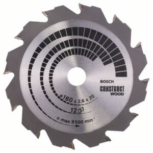BOSCH Fűrésztárcsa fához 160 x 20/16 x 2,6 mm / 12T Construct Wood