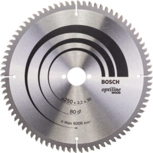 BOSCH Fűrésztárcsa fához 250 x 30 x 3,2 mm / 80T Optiline Wood ATB / N