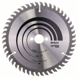 BOSCH Fűrésztárcsa fához 160 x 20/16 x 2,6 mm / 48T Optiline Wood ATB