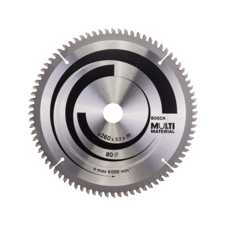 BOSCH Fűrésztárcsa univerzális 260 x 30 x 3,2 mm / 80T MultiMaterial HLTCG