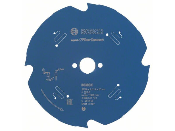 BOSCH Fűrésztárcsa cementkötésű farostlemezhez 160 x 20 x 2,2 mm / 4T Expert for FiberCement
