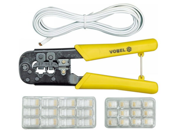VOREL Krimpelő fogó UTP hálózati/RJ45 és telefon/RJ11 kábelekhez