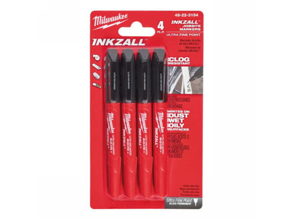 MILWAUKEE INKZALL™ Jelölő filc vékony hegy (fekete) (4 db)