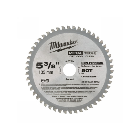 MILWAUKEE Fűrésztárcsa alumíniumhoz 135 x 20 x 1,6 mm / 50T