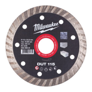 MILWAUKEE Gyémánt vágókorong 115 x 2,2 x 10 x 22,2 mm turbo DUT