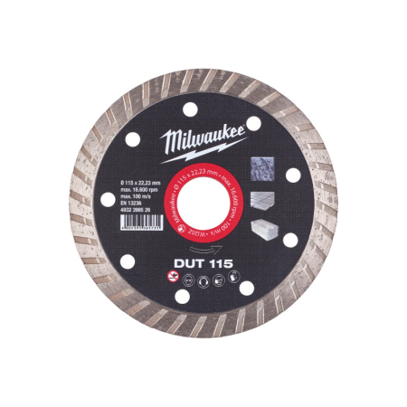 MILWAUKEE Gyémánt vágókorong 115 x 2,2 x 10 x 22,2 mm turbo DUT