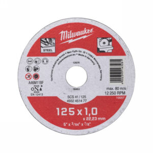 MILWAUKEE Vágókorong fémre 125 x 1,0 x 22,2 mm egyenes SCS41