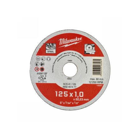 MILWAUKEE Vágókorong fémre 125 x 1,0 x 22,2 mm egyenes SCS41 (200 db)