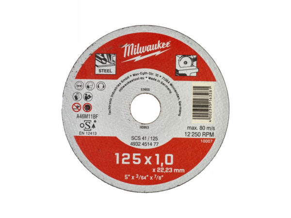 MILWAUKEE Vágókorong fémre 125 x 1,0 x 22,2 mm egyenes SCS41 (200 db)