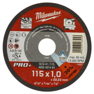 MILWAUKEE Vágókorong fémre 115 x 1,0 x 22,2 mm inox egyenes SC41 PRO+ (200 db)