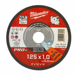 MILWAUKEE Vágókorong fémre 125 x 1,0 x 22,2 mm inox egyenes SC41 PRO+