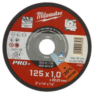 MILWAUKEE Vágókorong fémre 125 x 1,0 x 22,2 mm inox egyenes SC41 PRO+ (200 db)