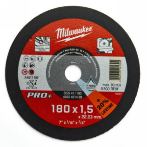 MILWAUKEE Vágókorong fémre 180 x 1,5 x 22,2 mm inox egyenes SC41 PRO+