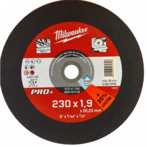 MILWAUKEE Vágókorong fémre 230 x 1,9 x 22,2 mm inox egyenes SC41 PRO+