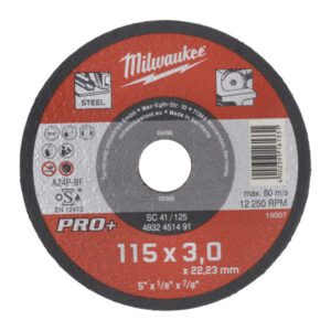 MILWAUKEE Vágókorong fémre 115 x 3,0 x 22,2 mm egyenes SC41 PRO+