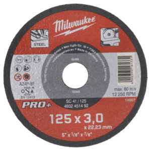 MILWAUKEE Vágókorong fémre 125 x 3,0 x 22,2 mm egyenes SC41 PRO+