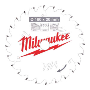 MILWAUKEE Fűrésztárcsa fához 160 x 20 x 2,2 mm /24T ATB
