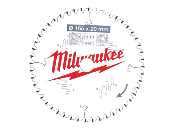 MILWAUKEE Fűrésztárcsa fához 165 x 20 x 2,2 mm /24T ATB