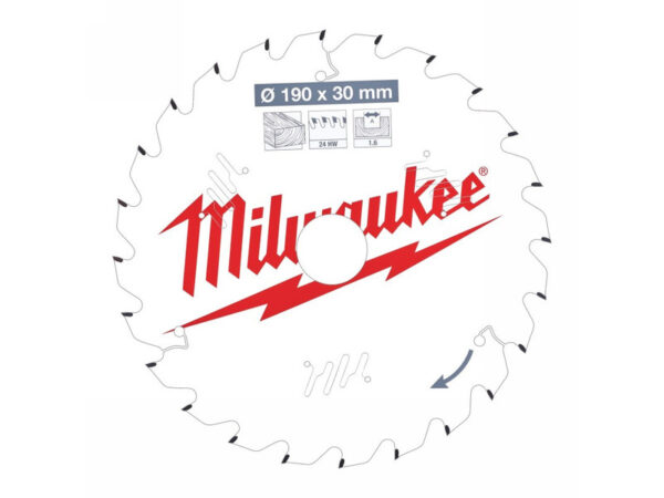 MILWAUKEE Fűrésztárcsa fához 190 x 30 x 1,6 mm / 24T