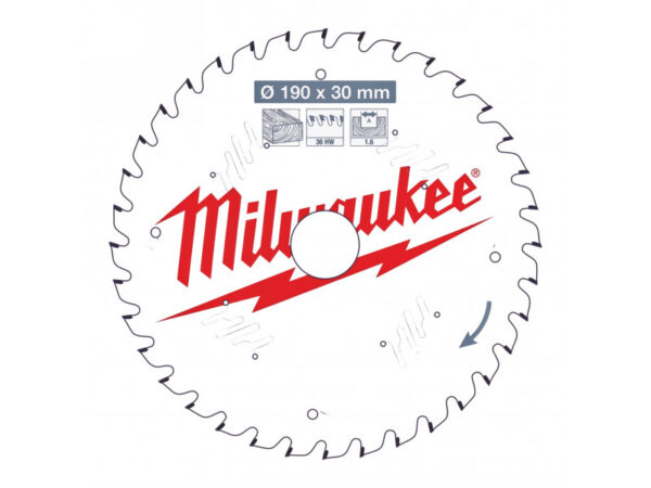 MILWAUKEE Fűrésztárcsa fához 190 x 30 x 1,6 mm / 36T ATB